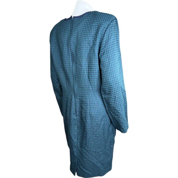 Miz California Green Navy Weave Plaid Vintage Career Dress Womens 12 Midi - Picture 3 of 14